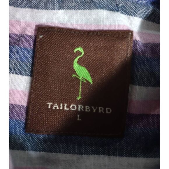 TailorByrd Shirt Men's Large Blue Pink Button Front - Picture 5 of 9